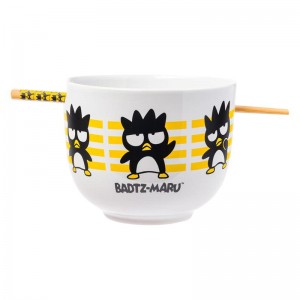 Sanrio Badtz-maru Ceramic Ramen Bowl and Chopstick Set (Stripes) Sanrio Characters Bowl USA | LIBGJ-0512