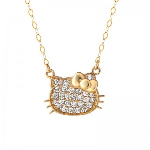 Sanrio Hello Kitty 14K Yellow Gold Pavé Diamond Sanrio Characters Necklace USA | BDVHR-8125