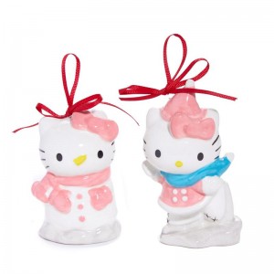 Sanrio Hello Kitty 2-pc Holiday Ceramic Set (Winter Play) Sanrio Characters Ornament USA | LQXOU-6891