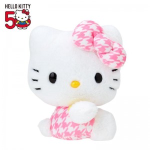 Sanrio Hello Kitty 50th Anniv. Plush Mascot (Pink Houndstooth) Sanrio Characters Plushies USA | WNOMD-9038