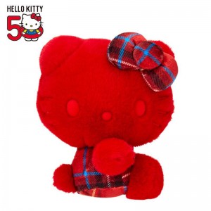 Sanrio Hello Kitty 50th Anniv. Plush Mascot (Red Tartan) Sanrio Characters Plushies USA | WNHMD-7238