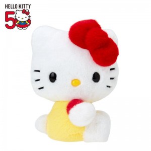 Sanrio Hello Kitty 50th Anniv. Plush Mascot (Yellow Overalls) Sanrio Characters Plushies USA | WRLAT-4587