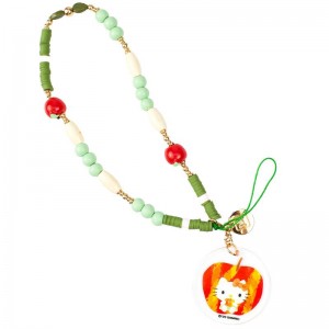 Sanrio Hello Kitty Apple Beaded Charm Mobile Phone Sanrio Characters Wrist Straps USA | GUIZX-0293