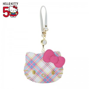 Sanrio Hello Kitty Card with Reel (Hello Kitty Dress Tartan Series) Sanrio Characters Keychain USA | NIKSC-8531