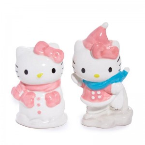 Sanrio Hello Kitty Ceramic Holiday Salt & Pepper Set (Snow Play) Sanrio Characters Salt & Pepper Set USA | TUZYN-0469