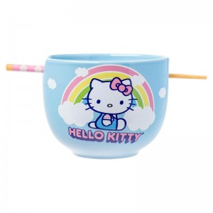 Sanrio Hello Kitty Ceramic Ramen Bowl and Chopstick Set (Rainbow) Sanrio Characters Bowl USA | UBGVI-9370