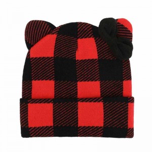 Sanrio Hello Kitty Knit Red Plaid Accessories Beanie USA | XGHWQ-3450