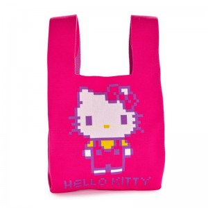 Sanrio Hello Kitty Pink Knit (Retro Pixel Series) Bags Shopper Bag USA | MUGCN-9527