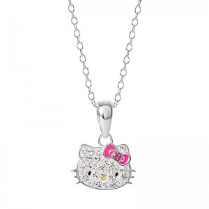 Sanrio Hello Kitty Sterling Silver Crystal Sanrio Characters Necklace USA | DNIFJ-8271