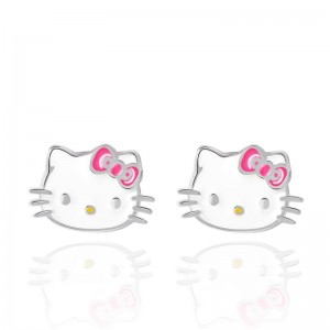 Sanrio Hello Kitty Sterling Silver Enamel Stud Sanrio Characters Earrings USA | UEFNX-1308