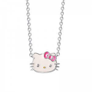 Sanrio Hello Kitty Sterling Silver Enamel Accessories Necklace USA | GBNSY-0958