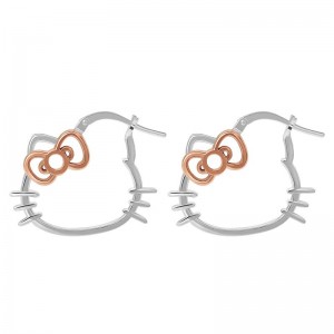 Sanrio Hello Kitty Sterling Silver Hoop Sanrio Characters Earrings USA | HJYTF-3298