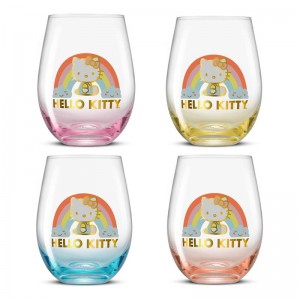 Sanrio Hello Kitty Sweet Rainbow Stemless (Set of 4) Sanrio Characters Glasses USA | YIKAO-0873