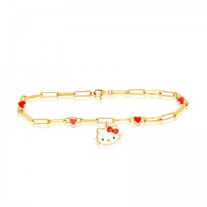 Sanrio Hello Kitty Yellow Gold Paperclip Accessories Bracelet USA | TQXNV-0289