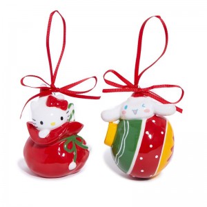 Sanrio Hello Kitty and Cinnamoroll 2-pc Holiday Ceramic Set (Red) Sanrio Characters Ornament USA | PBXSV-9137