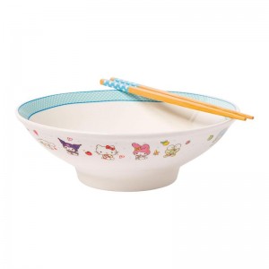 Sanrio Hello Kitty and Friends Ceramic Noodle Bowl and Chopstick Set (Lunch Friends) Sanrio Characters Bowl USA | PXUCQ-0146