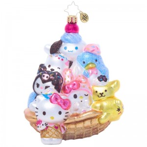 Sanrio Hello Kitty and Friends x Christopher Radko Handmade Ornament (Ice Cream Parlor) Sanrio Characters Glasses USA | FGVBJ-9416