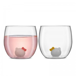 Sanrio Hello Kitty and Mimmy 3D Icon Short Drinking (Set of 2) Sanrio Characters Glasses USA | BAYIK-3782