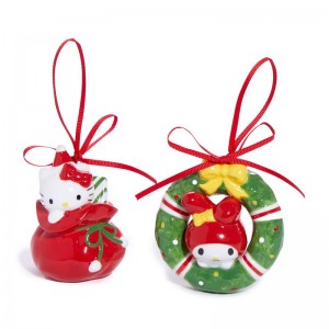 Sanrio Hello Kitty and My Melody 2-pc Holiday Ceramic Set (Red) Sanrio Characters Ornament USA | NPQEG-6107