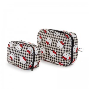 Sanrio Hello Kitty xgu 50th Anniversary Packing Cube Set (Black Gingham) Sanrio Characters Bags USA | GIMBY-3410