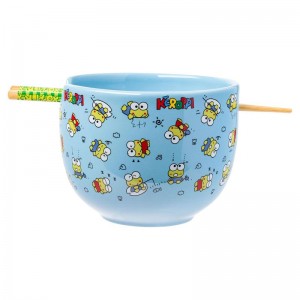 Sanrio Keroppi Ceramic Ramen Bowl and Chopstick Set (Poses) Sanrio Characters Bowl USA | QUVZH-4560