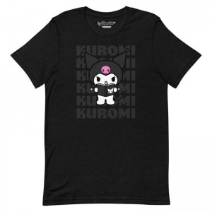 Sanrio Kuromi Watashi Wa Black Apparel T-Shirt USA | BQSHC-5904