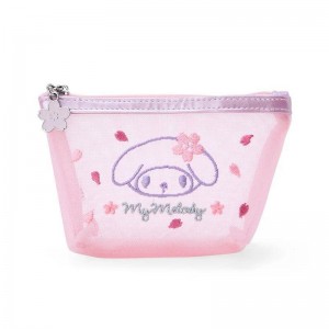 Sanrio My Melody Mesh Zipper (Pink Sakura Series) Bags Pouch USA | WORPC-5702