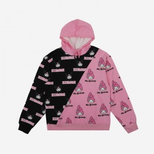 Sanrio My Melody & Kuromi x Dumbgood Pattern Split Apparel Hoodie USA | KUSAF-7640