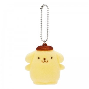 Sanrio Pompompurin Flocked Mascot Accessories Keychain USA | YUJDP-1940