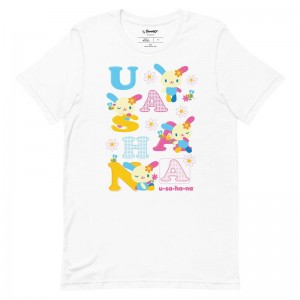 Sanrio U*SA*HA*NA Scattered Letters Apparel Tee USA | RYMFU-9415