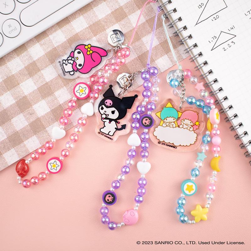 Sanrio Badtz-maru Beaded Charm Mobile Phone Accessories Wrist Straps  USA |  VZKAF-4790