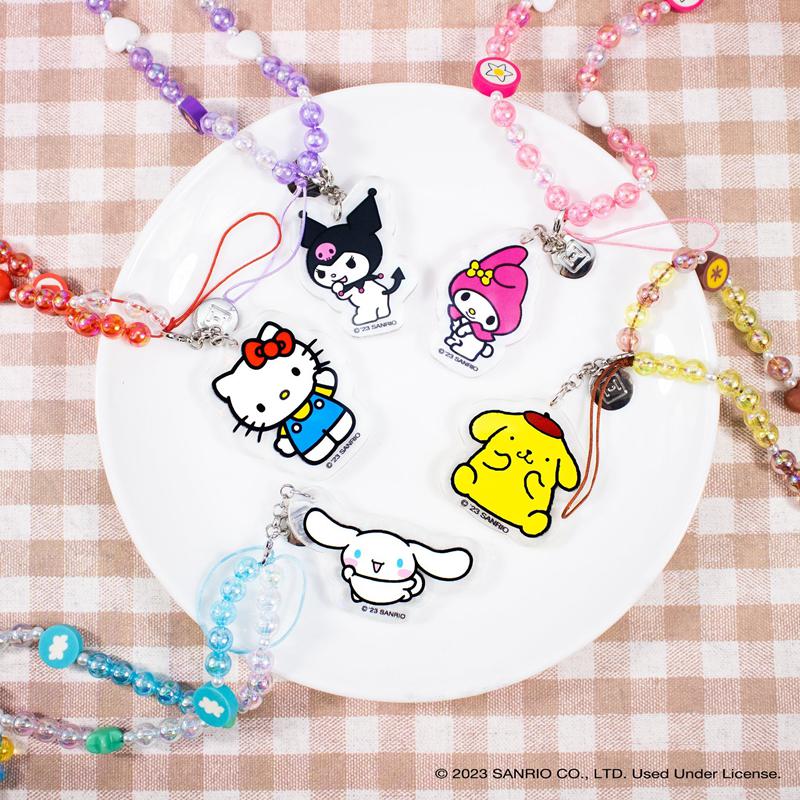 Sanrio Badtz-maru Beaded Charm Mobile Phone Accessories Wrist Straps  USA |  VZKAF-4790