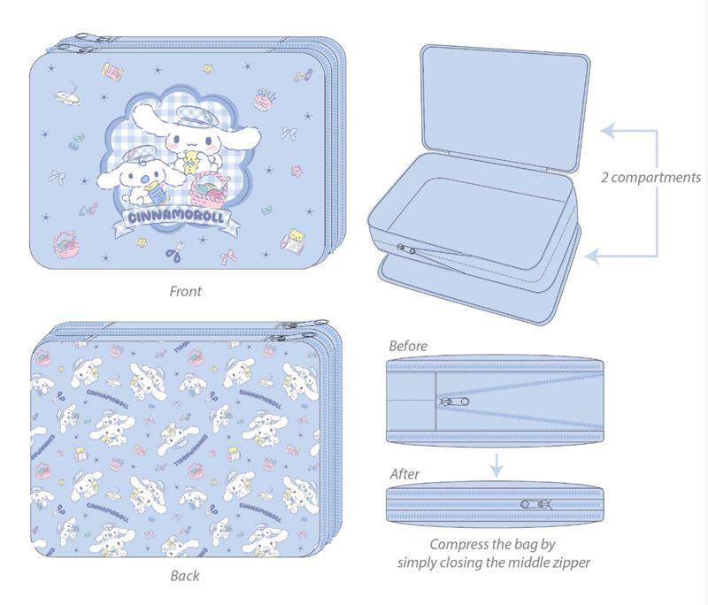 Sanrio Cinnamoroll Expandable Packing Cube (Gingham Paperboy Series) Bags Bags  USA |  MPZXG-3072