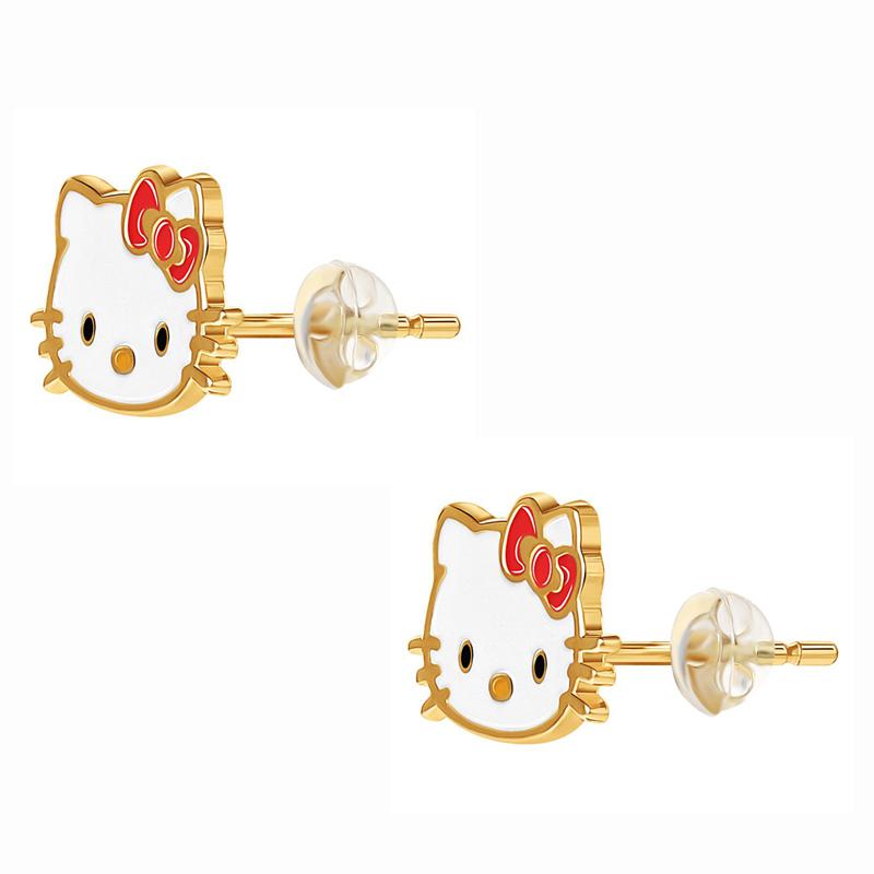 Sanrio Hello Kitty 10K Yellow Gold Enamel Stud Sanrio Characters Earrings  USA |  TBEVH-4083