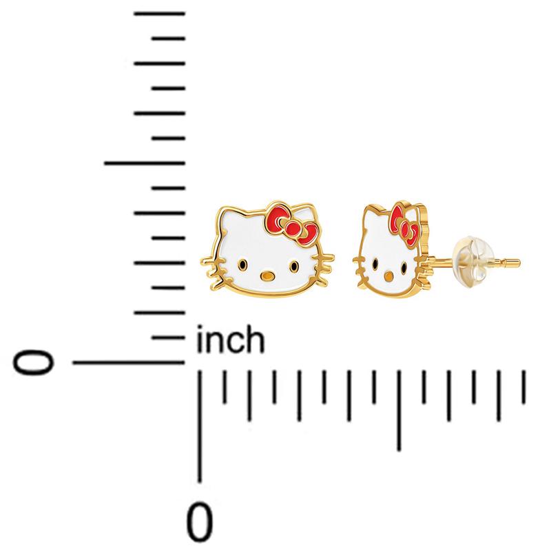 Sanrio Hello Kitty 10K Yellow Gold Enamel Stud Sanrio Characters Earrings  USA |  TBEVH-4083