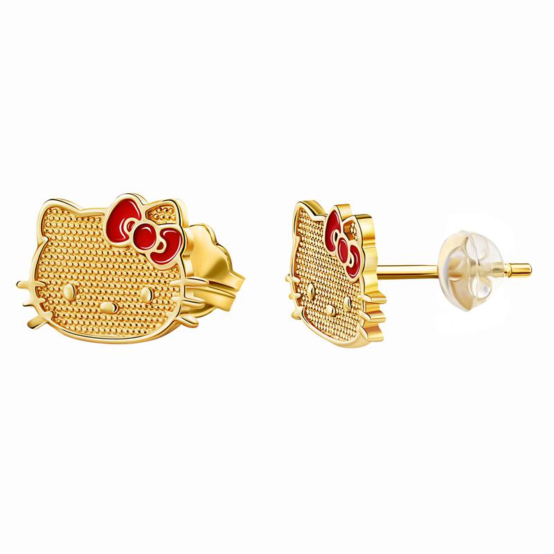 Sanrio Hello Kitty 10K Yellow Gold Stud With Enamel Bow Accessories Earrings  USA |  INBOW-0916