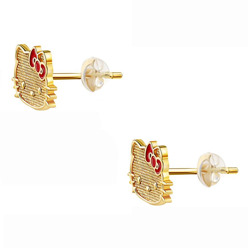 Sanrio Hello Kitty 10K Yellow Gold Stud With Enamel Bow Accessories Earrings  USA |  INBOW-0916