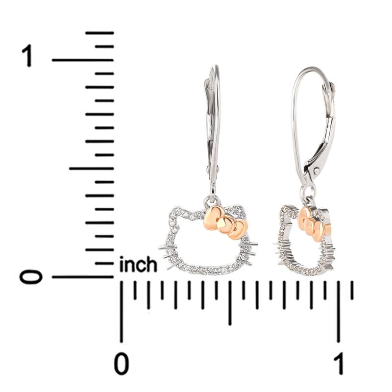 Sanrio Hello Kitty 14K White Gold Diamond Drop Accessories Earrings  USA |  RVCQX-0427