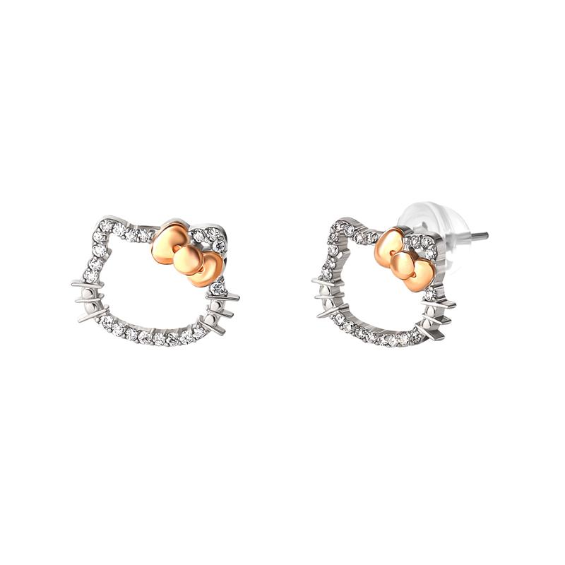 Sanrio Hello Kitty 14K White Gold Diamond Stud Accessories Earrings  USA |  DATHX-1024