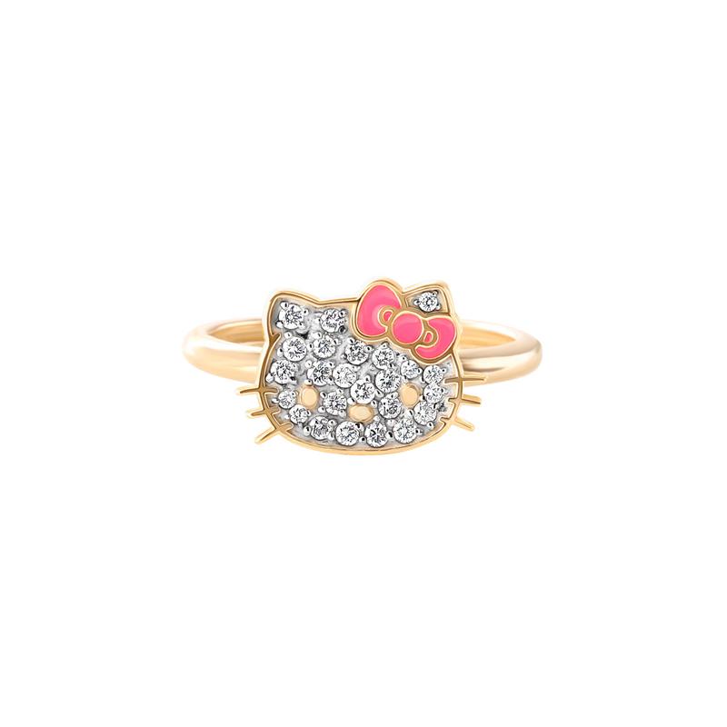 Sanrio Hello Kitty 14K Yellow Gold Pavé Diamond With Enamel Bow (Size 7 Sanrio Characters Ring  USA |  ADWTB-4758