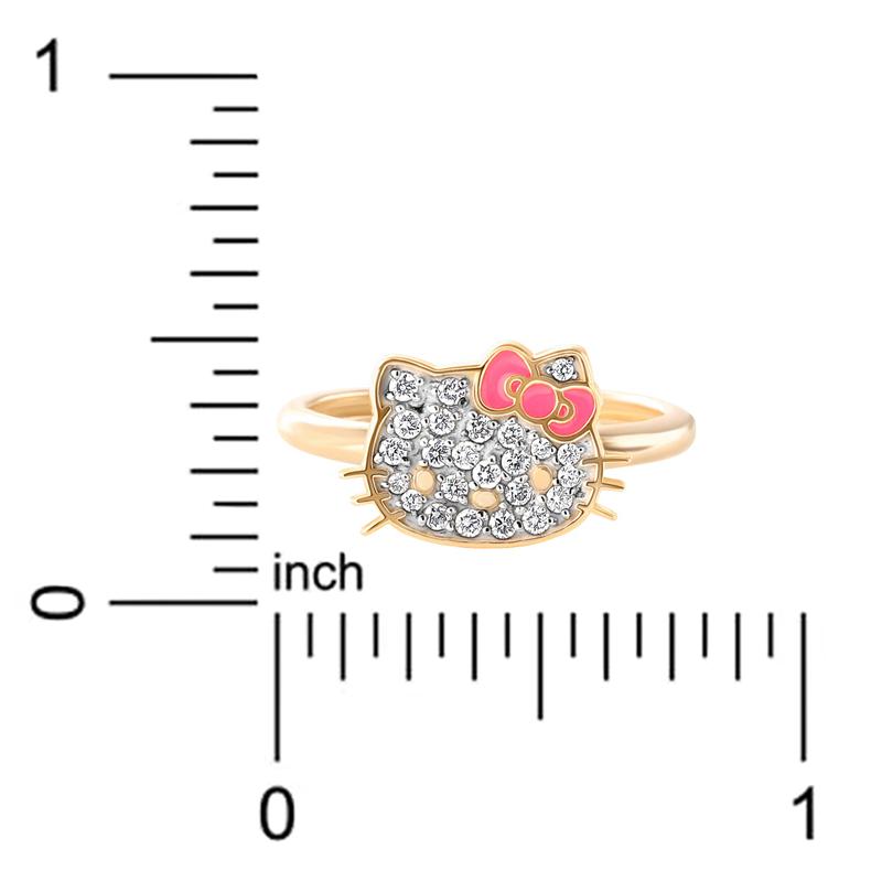 Sanrio Hello Kitty 14K Yellow Gold Pavé Diamond With Enamel Bow (Size 7 Sanrio Characters Ring  USA |  ADWTB-4758