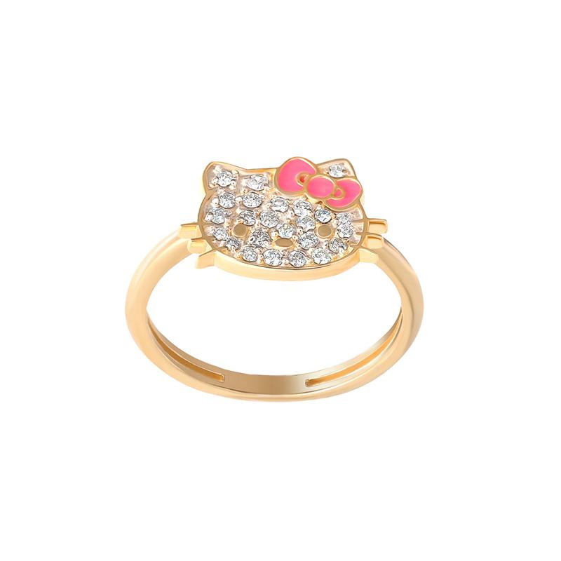 Sanrio Hello Kitty 14K Yellow Gold Pavé Diamond With Enamel Bow (Size 7 Sanrio Characters Ring  USA |  ADWTB-4758