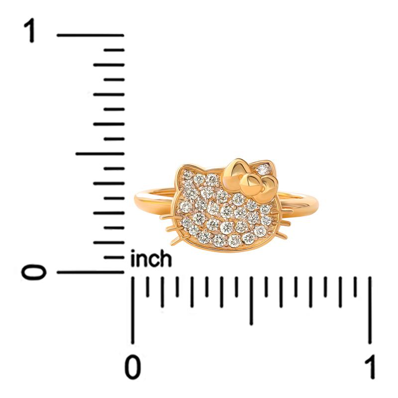 Sanrio Hello Kitty 14K Yellow Gold Pavé Diamond (Size 7 Only) Accessories Ring  USA |  PCIXQ-0293