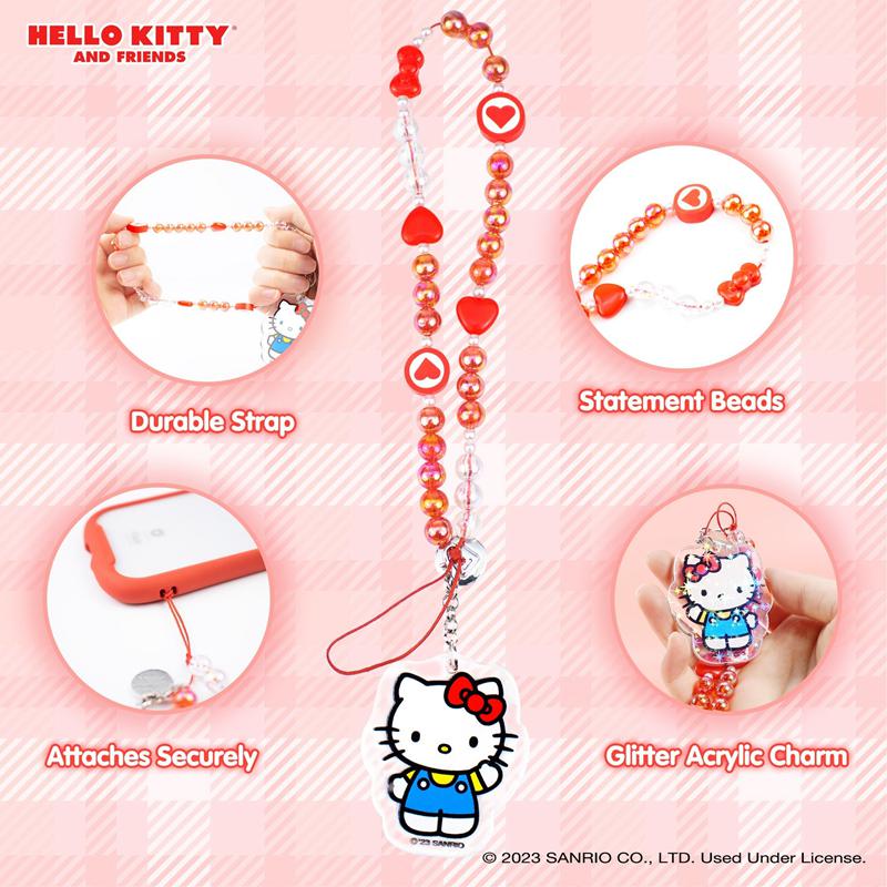 Sanrio Hello Kitty Beaded Charm Mobile Phone Accessories Wrist Straps  USA |  PCLHK-9261