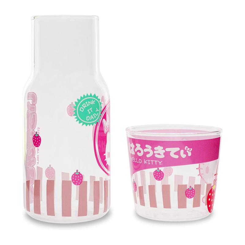 Sanrio Hello Kitty Carafe and Set (Strawberry Milk) Sanrio Characters Cups  USA |  XPGYR-5639