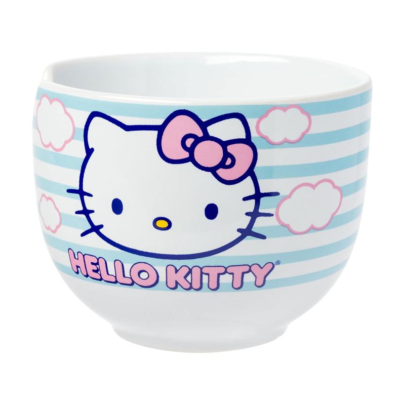 Sanrio Hello Kitty Ceramic Ramen Bowl and Chopstick Set (Clouds) Sanrio Characters Bowl  USA |  YAZGE-9781