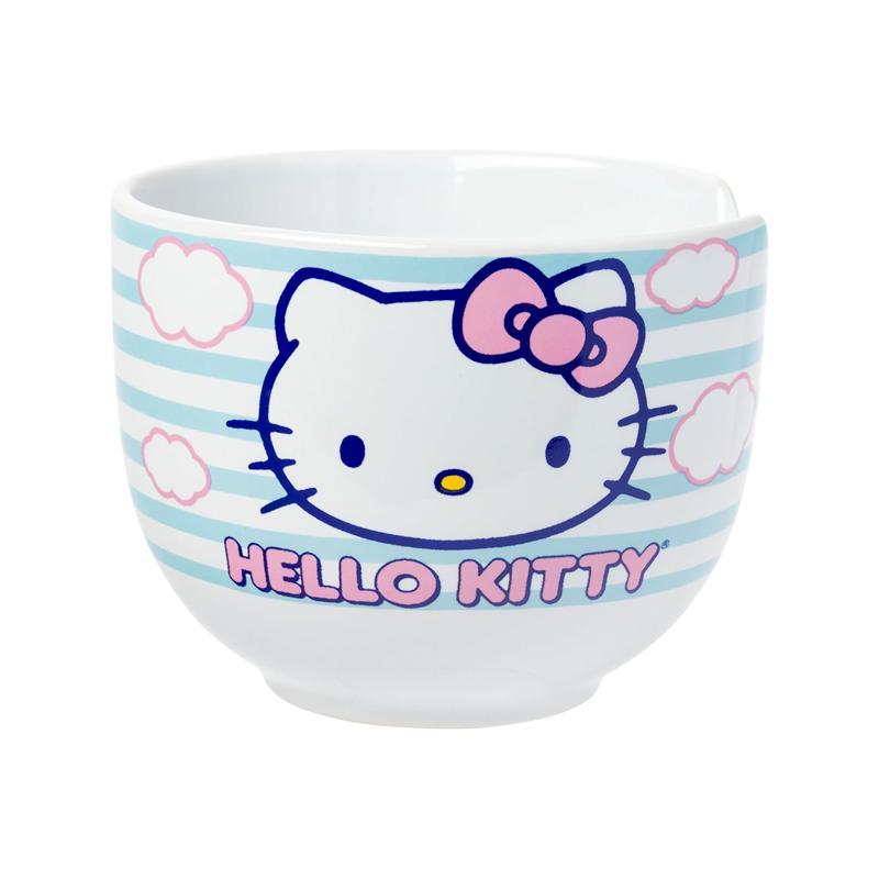 Sanrio Hello Kitty Ceramic Ramen Bowl and Chopstick Set (Clouds) Sanrio Characters Bowl  USA |  YAZGE-9781