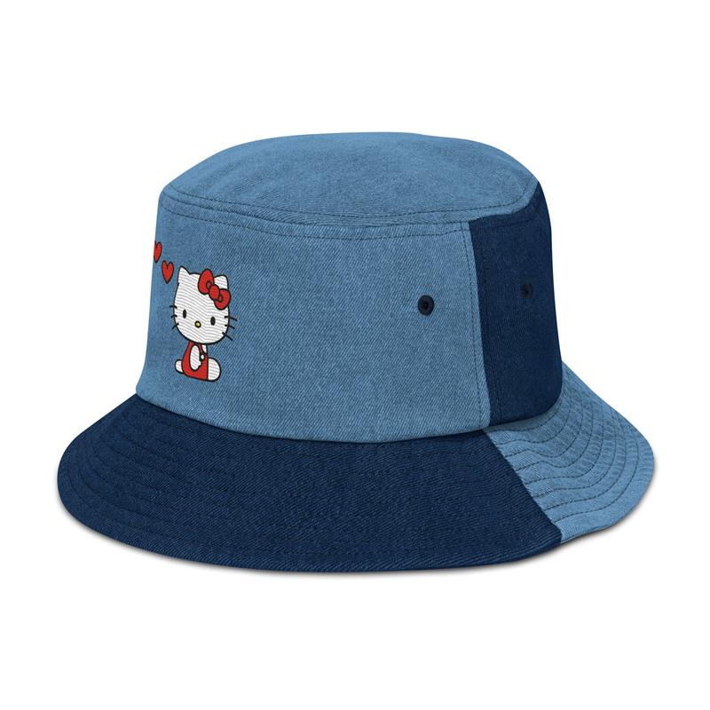 Sanrio Hello Kitty Embroidered Denim Accessories Bucket Hat  USA |  ACDIJ-9057