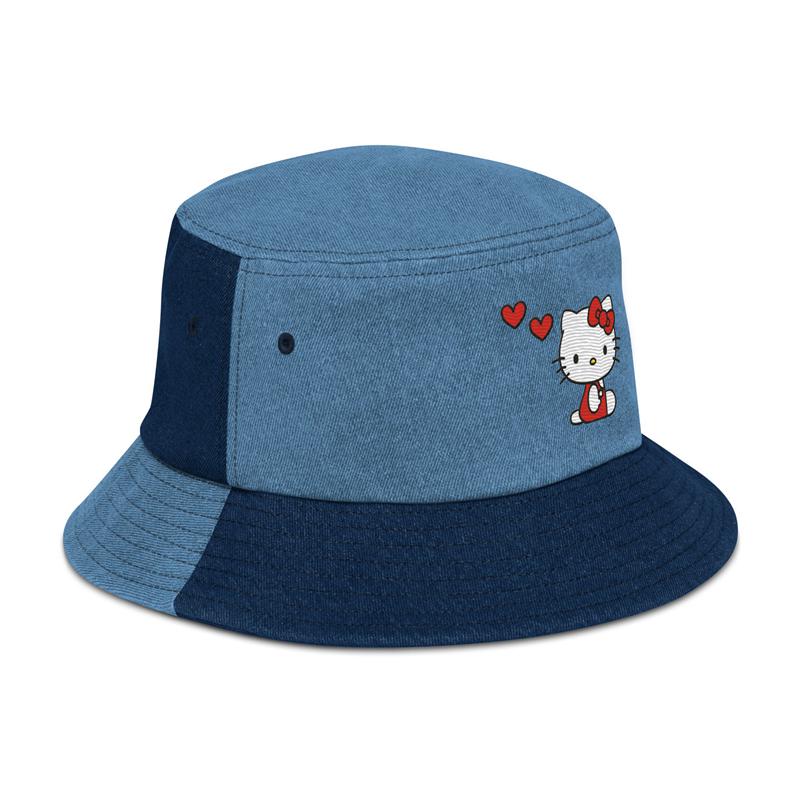 Sanrio Hello Kitty Embroidered Denim Accessories Bucket Hat  USA |  ACDIJ-9057