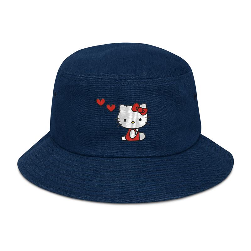 Sanrio Hello Kitty Embroidered Denim Accessories Bucket Hat  USA |  ACDIJ-9057